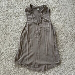 Old Navy Brown Tank Top with Mandarin Collar